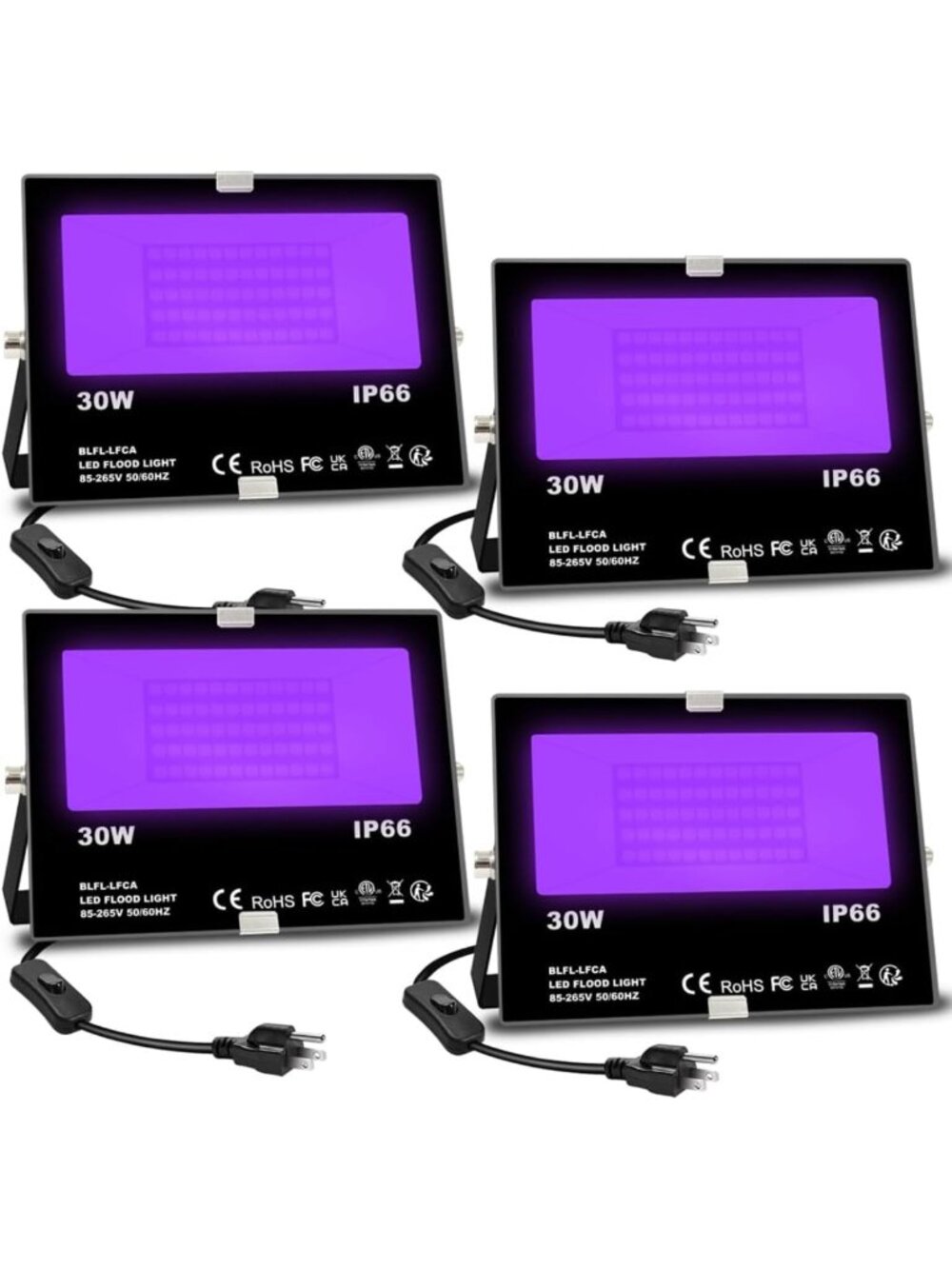 30W LED Blacklight Flood Light for Glow Parties, Halloween Decor, Body Paint - 4